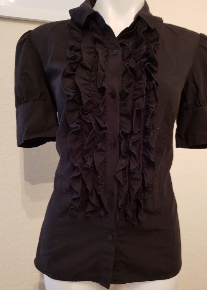 Victoria Secret Black Ruffled top - Picture 2 of 9
